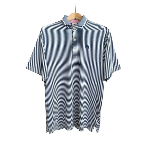 PUMA Arnold Palmer Edition Blue Striped Golf Polo Shirt Sporty Iconic Size Large - Picture 1 of 14